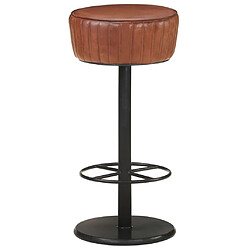 vidaXL Tabouret de bar Marron Cuir véritable