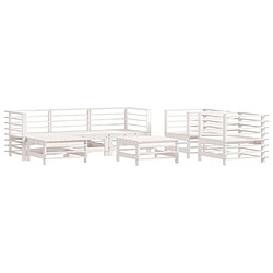 Maison Chic Salon de jardin 7 pcs - Table et chaises d'extérieur - Mobilier/Meubles de jardin Moderne Blanc Bois de pin massif -MN17599