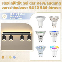 NETTLIFE 4 spot de plafond LED GU10 métal noir orientable 330° spot moderne blanc chaud pour chambre couloir salle à manger cuisine salon pas cher