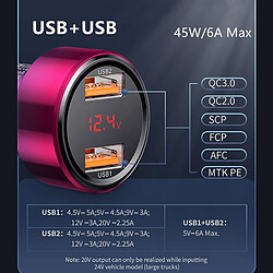 Avis Universal Chargeur de voiture rapide rouge 6A 45W Double USB Type C Crimpé Shrimp Samsung Téléphone Voiture Charge rapide | Adaptateur d'alimentation