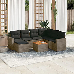 Maison Chic Ensemble Tables et chaises d'extérieur 8 pcs avec coussins,Salon de jardin gris résine tressée -GKD947193