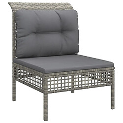 Maison Chic Canapé central de jardin avec coussin | Canapé Sofa d'extérieur | Fauteuil terrasse Gris Résine tressée -MN77736