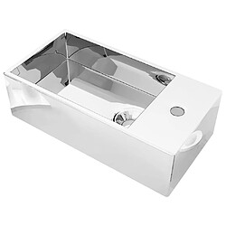 vidaXL Lavabo avec trop-plein 49 x 25 x 15 cm Céramique Argenté