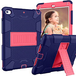 Wewoo Housse Étui Coque de protection antichoc en silicone bicolore pour iPad Mini 2019 & 4avec support bleu marine + rose rouge