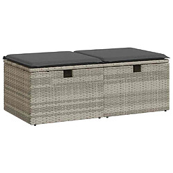 vidaXL Salon de jardin 2 pcs avec coussins gris clair polyrotin acacia