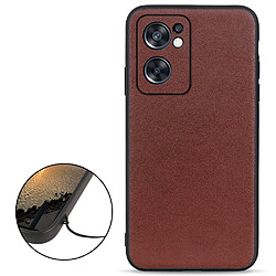 Coque en TPU + cuir véritable anti-rayures, légèreté, marron pour votre Oppo Reno7 SE 5G