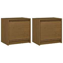 Maison Chic Lot de 2 Tables de chevet - Tables de Nuit Marron miel 40x30,5x40 cm Bois de pin