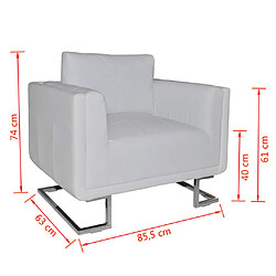 vidaXL Fauteuil cube avec pieds chromés Blanc Similicuir pas cher