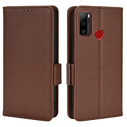 Etui en PU texture litchi, fermoir magnétique avec support, marron pour votre Ulefone Note 10