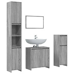 vidaXL Ensemble de meubles de salle de bain 4 pcs Sonoma gris