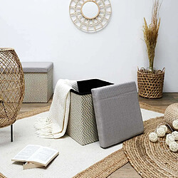 The Home Deco Factory Pouf coffre pliable tressage Mirage gris.