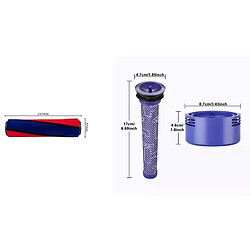 Brosse à rouleau en velours doux, 1 pièce, pour Dyson V6 V7 V8 V10 V11 et 1 ensemble de filtres pour Dyson V7 V8 Post