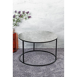 Pegane Table d'appoint ronde en métal noir et aluminium argenté -diamètre 59 x hauteur 37 cm