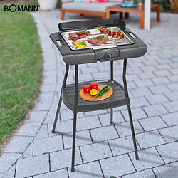 Barbecue Électrique avec Pieds, Grille 35,5 x 24,5cm, Réglage de la Température, 2000, Noir, Bomann, BQS 2244 CB