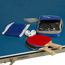 Relaxdays Set de ping-pong avec raquette filet 3 balle de tennis de table et une pochette de rangement à fermeture avec dragonne HxlxP: 26,0 x 16,5 x 3,7 cm, bleu