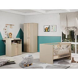 TRENDTEAM Chambre bébé Trio : Lit 70 x 140 cm + Armoire + Commode a langer BERRY - Cappuccino - TREND TEAM