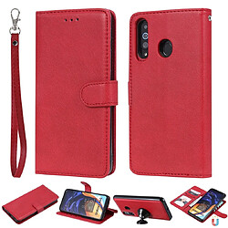 Wewoo Housse Coque Pour Galaxy A60 Étui de protection à rabat horizontal de couleur unie avec support et fentes cartes et portefeuille et cadre photo et lanière rouge