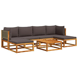 vidaXL Salon de jardin avec coussins 7 pcs bois massif d'acacia