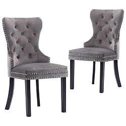 Decoshop26 Lot de 2 chaises de salle à manger cuisine design classique velours gris CDS020617