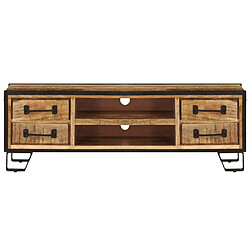 Helloshop26 Meuble télé buffet tv télévision design pratique avec tiroirs 120 cm bois massif de manguier 2502106 pas cher