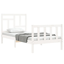 Acheter Maison Chic Cadre/structure de lit avec tête de lit pour adulte - Lit Moderne Chambre blanc simple bois massif -MN32437