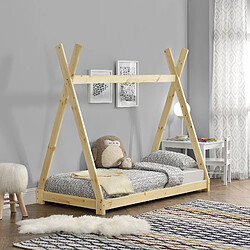 Lit de Tipi pour Enfant Onejda Bois Naturel 160 x 80 cm [en.casa]