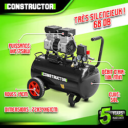 Compresseur 750W - 50L silencieux - 8 bars - Constructor