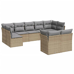 vidaXL Salon de jardin avec coussins 9 pcs beige résine tressée