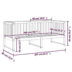 vidaXL Lit de jour sans matelas gris 80x200 cm bois de pin massif pas cher