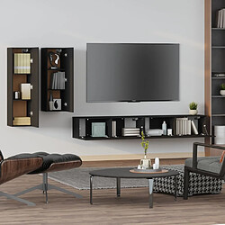 Avis Maison Chic Ensemble de meubles TV 4 pcs | Banc TV Moderne pour salon | Meuble de Rangement - Noir Bois d'ingénierie -MN31177