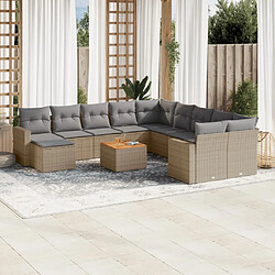 Maison Chic Salon de jardin avec coussins 12 pcs | Ensemble de Table et chaises | Mobilier d'Extérieur beige résine tressée -GKD66646