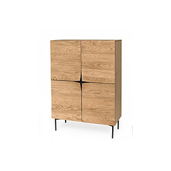 Mes Buffet haut 4 portes 100x48x140 cm décor chêne - MILENA