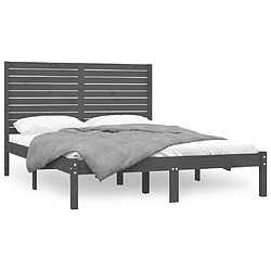 vidaXL Cadre de lit sans matelas gris 120x200 cm bois massif