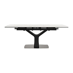 Avis Vente-Unique Table à manger extensible 6 à 8 personnes - Céramique, verre trempé et métal - Effet marbre blanc et anthracite - COLBY de Maison Céphy