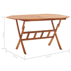 vidaXL Table pliable de jardin 135 x 85 x 75 cm Bois d'acacia massif pas cher