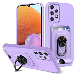 Coque en TPU antichoc avec béquille en anneau et porte-carte violet pour votre Samsung Galaxy A52 4G/5G/A52s 5G