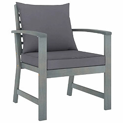 Maison Chic Salon de jardin 5 pcs - Table et chaises d'extérieur - Mobilier/Meubles de jardin Moderne avec coussin Bois d'acacia solide Gris -MN55690 pas cher