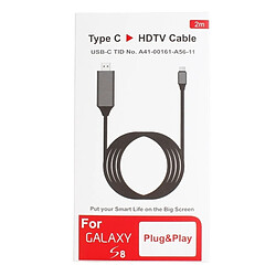 Avis Wewoo Câble noir pour Samsung Galaxy S8 & S8 + / LG G6 / Huawei P10 & P10 Plus / Xiaomi Mi6 & Max 2 et autres Smartphones, Longueur: 2m USB-C / Type-C 3.1 à HDMI Adaptateur Convertisseur