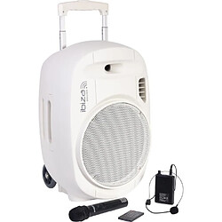 Ibiza Sound IBIZA - PORT12UHF-WH-MKII - Systeme enceinte de sonorisation portable autonome 12”/30CM avec USB, Bluetooth et 2 micros UHF - Blanc