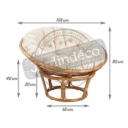 Avis Aubry Gaspard Fauteuil papasan en rotin avec coussin écru.