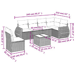 Avis vidaXL Salon de jardin avec coussins 7 pcs marron résine tressée