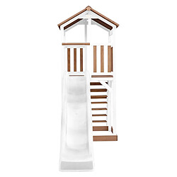 AXI Beach Tower Aire de Jeux avec Toboggan en BLANC & Bac à Sable | Grande Maison enfant extérieur en marron & BLANC | Cabane de Jeu en Bois FSC