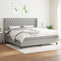 vidaXL Sommier à lattes de lit avec matelas Gris clair 200x200cm Tissu