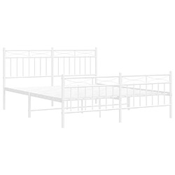 Acheter Maison Chic Lit adulte - Lit simple Cadre de lit métal avec tête de lit/pied de lit,Structure du lit Contemporain pour chambre blanc 150x200cm -MN67757