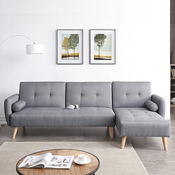 Concept Usine Canapé d'angle convertible scandinave 4 places gris LESKA