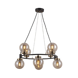 Luminaire Center Suspension Galvez Verre,Acier Bronze antique, noir mat