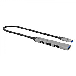 Coolbox Little HUB 4 - 1x USB 3.0 - 3x USB 2.0 - Compact - Conception Aluminium - Couleur Gris