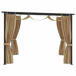 Maison Chic Tonnelle | Pergola avec rideaux 3x3 m Taupe Acier -GKD79692