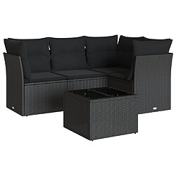 Maison Chic Salon de jardin 5 pcs avec coussins | Ensemble de Table et chaises | Mobilier d'Extérieur noir résine tressée -GKD21333