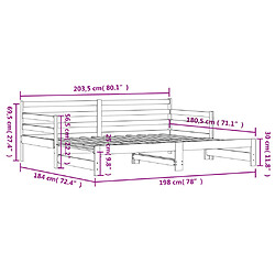 Vidaxl Lit de jour avec lit gigogne noir 90x200 cm bois de pin massif pas cher